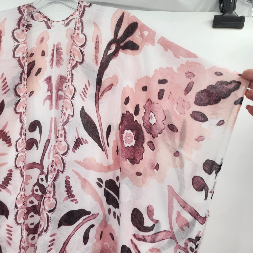 Floral Watercolor Print Kimono Cardigan Coverup One Size NWT - Picture 5 of 5